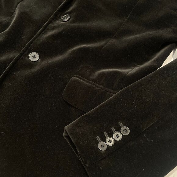 ~ Mens 40 Juicy Couture Velvet Blazer** Black Lined Flap Pockets 2 button Notch - Picture 5 of 15